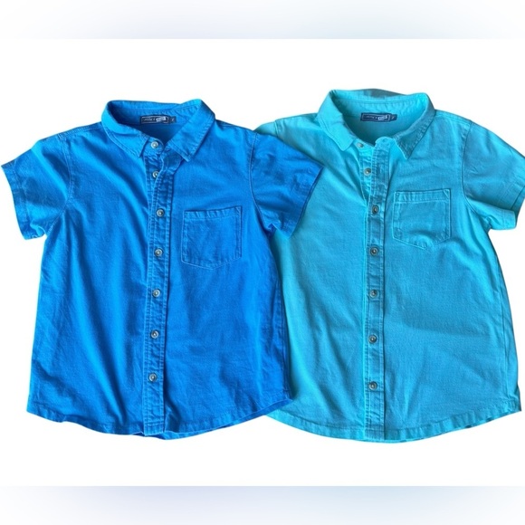 Millie & Maxx Other - Millie & Maxx Boys Button Up Short Sleeve Shirt Bundle Size 8 Blue & Aqua Green
